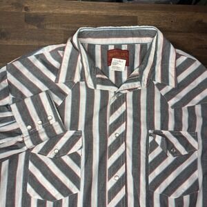Vintage Rustler Pearl Snap Mens XL Longsleeve Button Up Striped Gray America